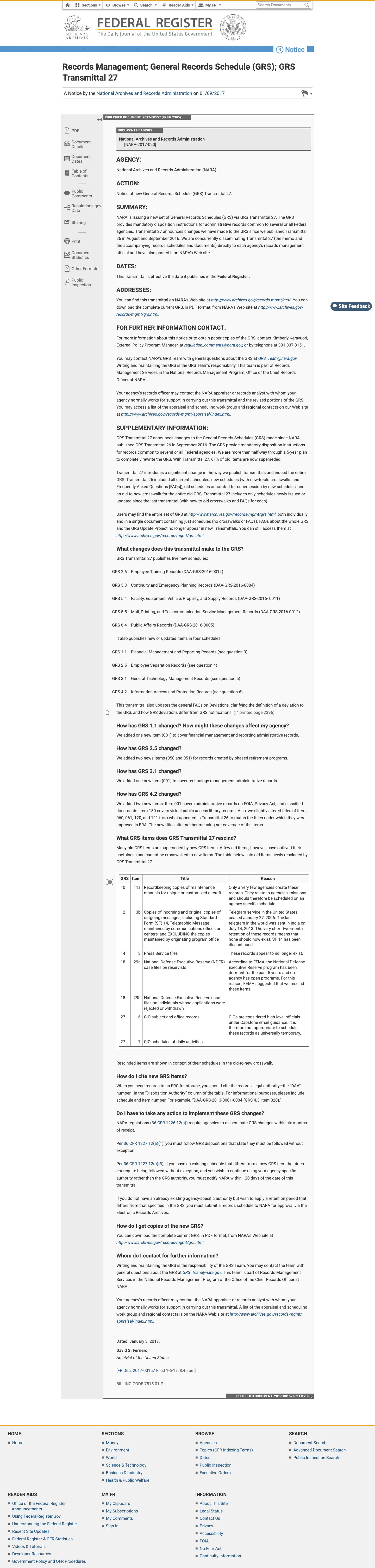 《通用文件调度表》第27号传递通知 的放大档案快照